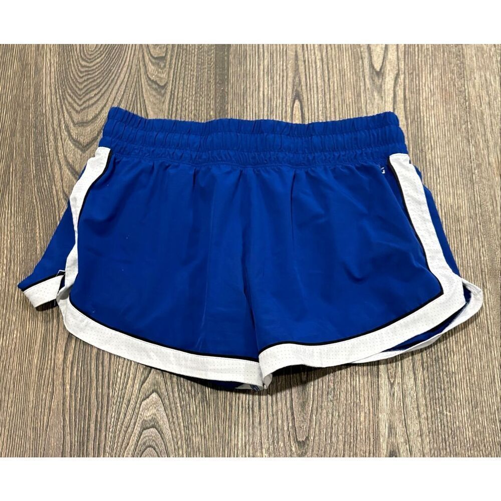 DSG Womens Athletic Shorts Wide Elastic Waist Pull-On Stretch Blue/White Size L